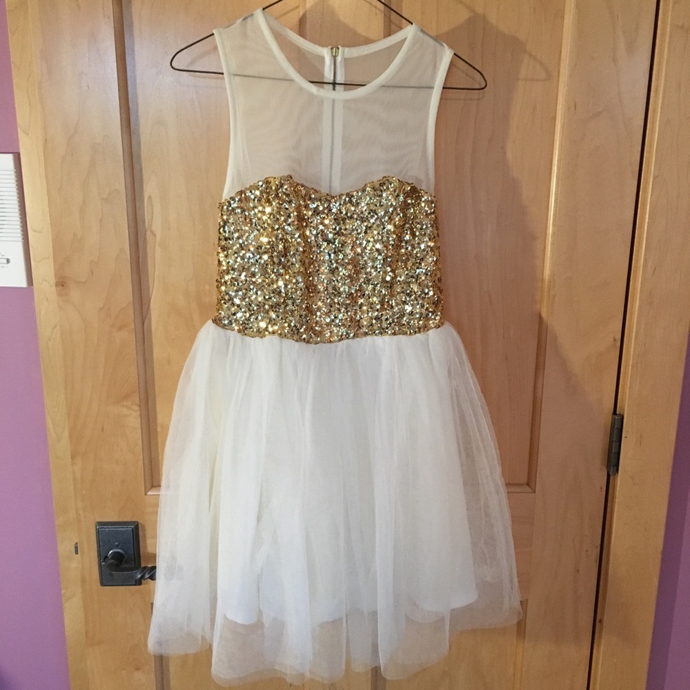 ASOS Dress with Gold Sequin and White Tule